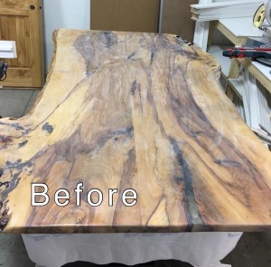 Hickory Table Top Restoration - Before