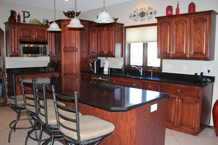 Custom stain samples for cabinetry in Bismarck, ND workshop